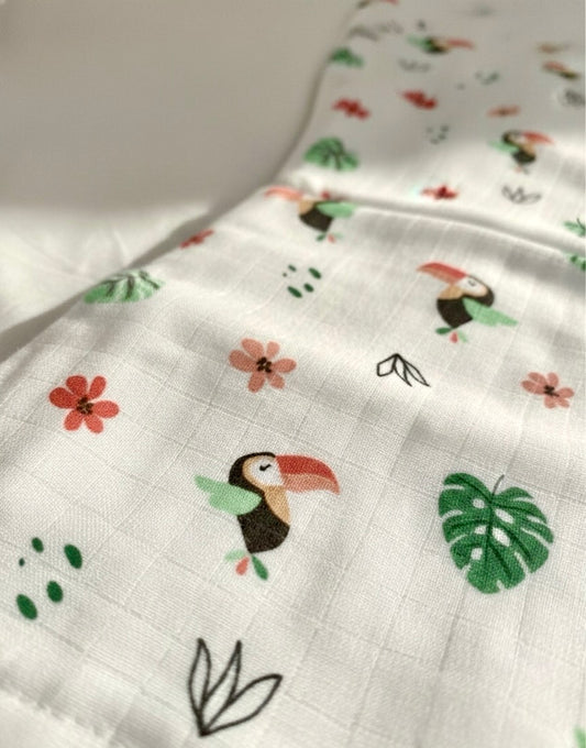 100% Organic Cotton Muslin Baby burp cloth | Chirping Birds