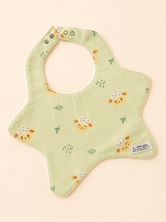 Little igloo 100% organic cotton Muslin Baby bibs | Avocado-lamb | pack of 2