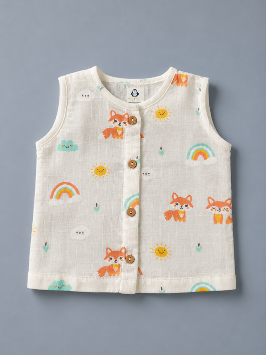 Little Sunshine Fox Muslin set | single layer