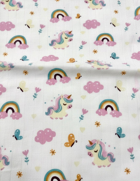 100% Organic Cotton Muslin Baby burp cloth | Unicorn