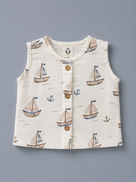 Little Explorer Duo Muslin Vest & Shorts Set (Set of 2) | double layer