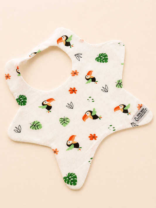 Little igloo 100% organic cotton Muslin Baby bibs |Bird-car | pack of 2