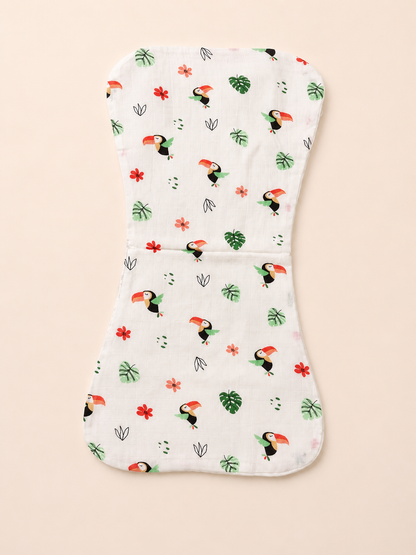 100% Organic Cotton Muslin Baby burp cloth | pack of 2 | Avocado-Bird