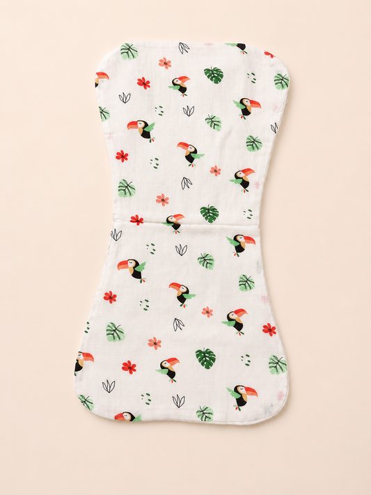 100% Organic Cotton Muslin Baby burp cloth | pack of 2 | Avocado-Bird