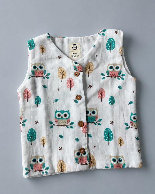 Owl woods Muslin Set| double layer