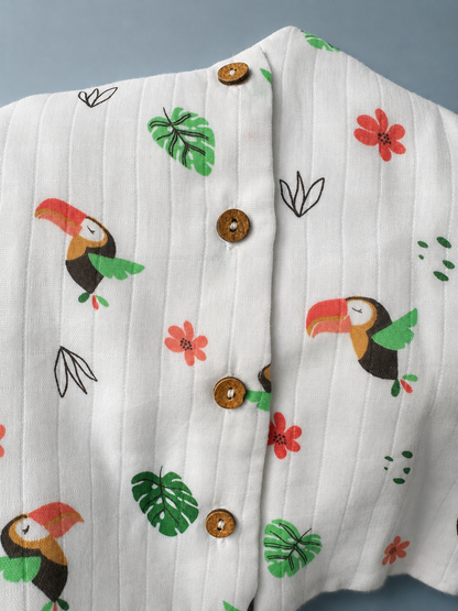 Tropical Toucan Muslin Set | double layer