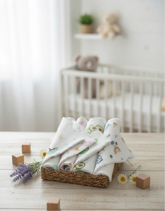 100% Organic Cotton Baby Wash cloth- super absorbent - pack of 4