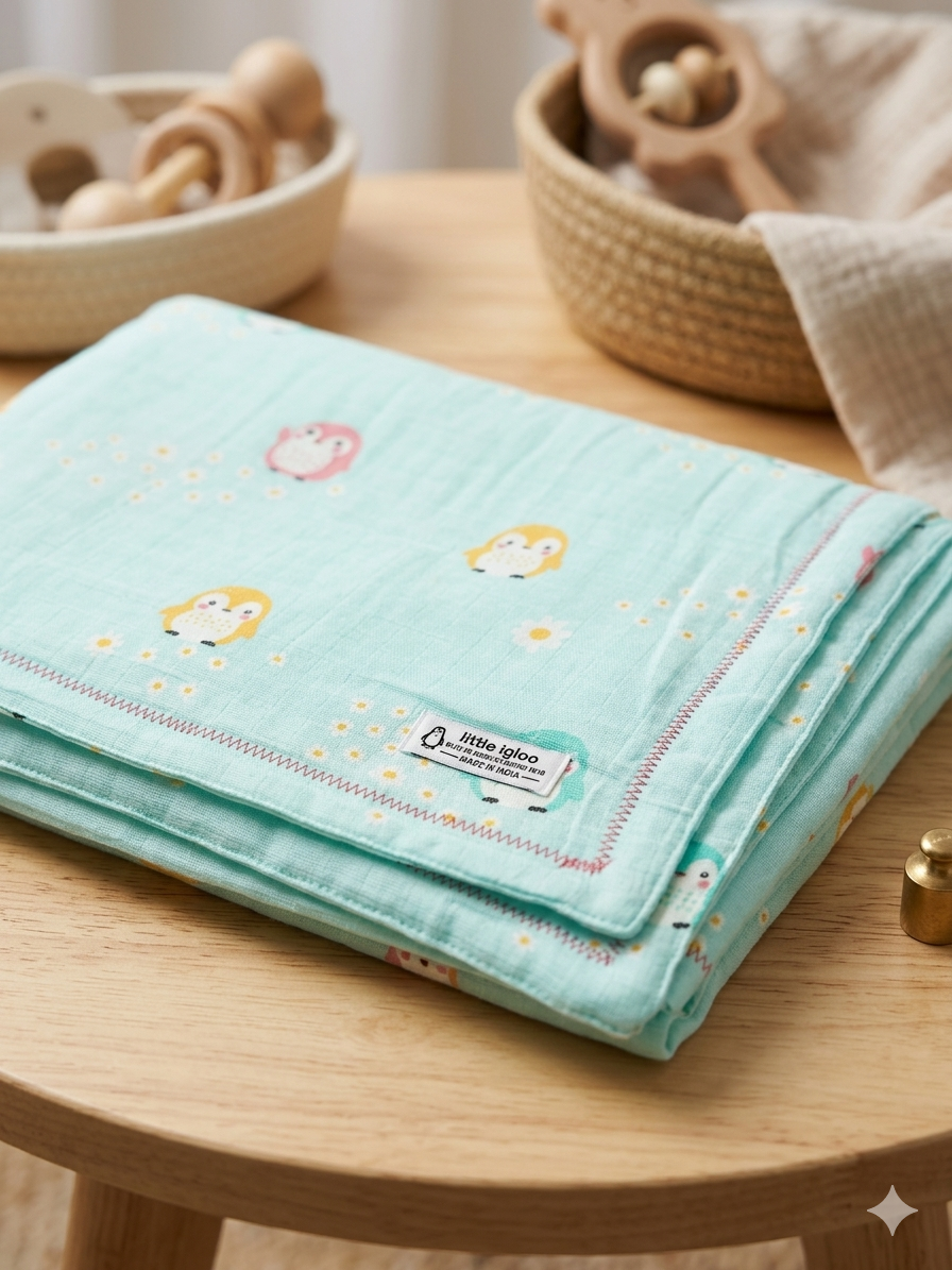 Little Penguin Mist Dohar | 100% premium Muslin cotton