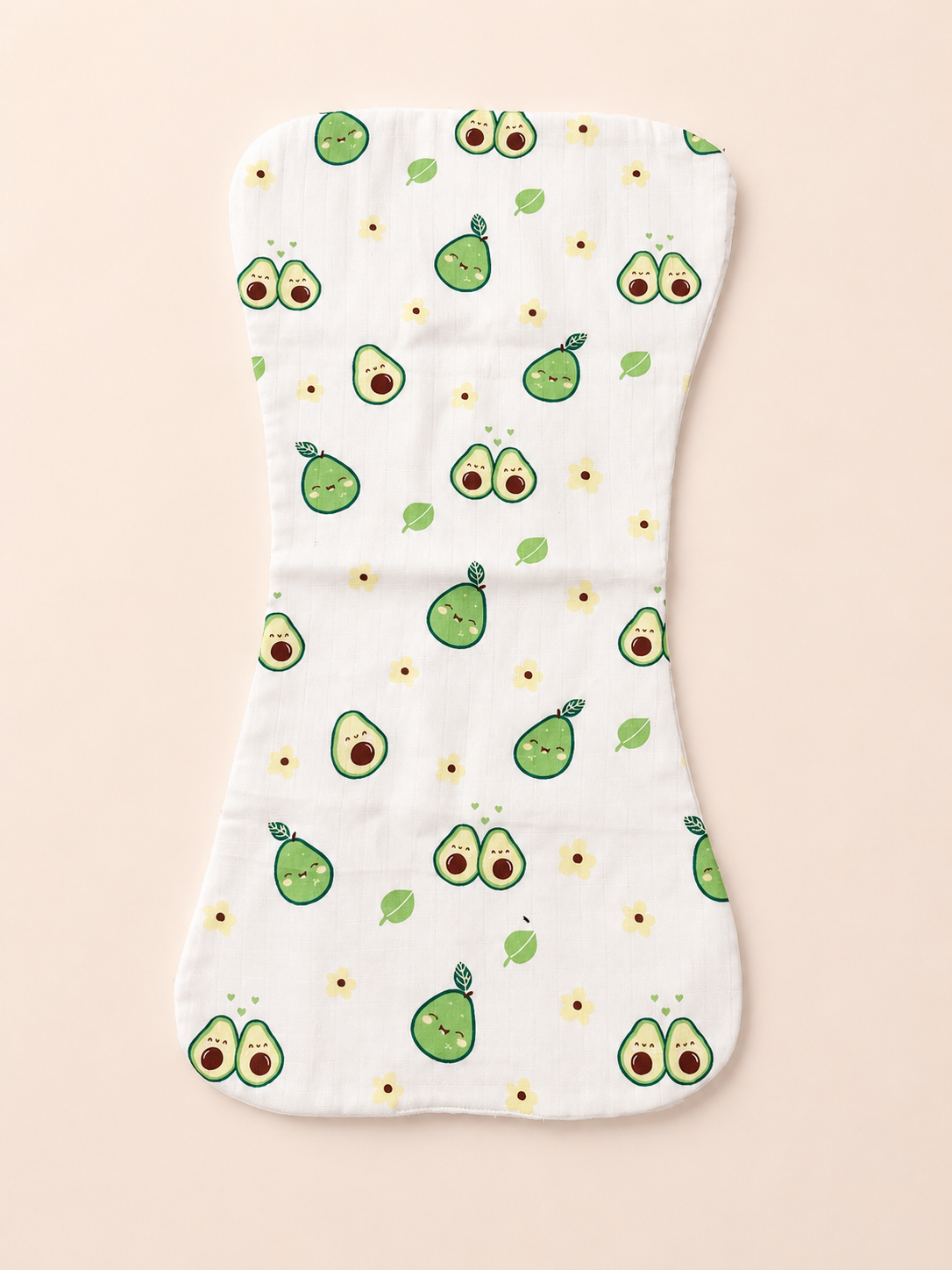 100% Organic Cotton Muslin Baby burp cloth | pack of 2 | Avocado-mushroom
