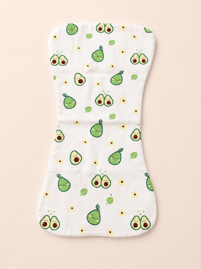 100% Organic Cotton Muslin Baby burp cloth | pack of 2 | Avocado-mushroom