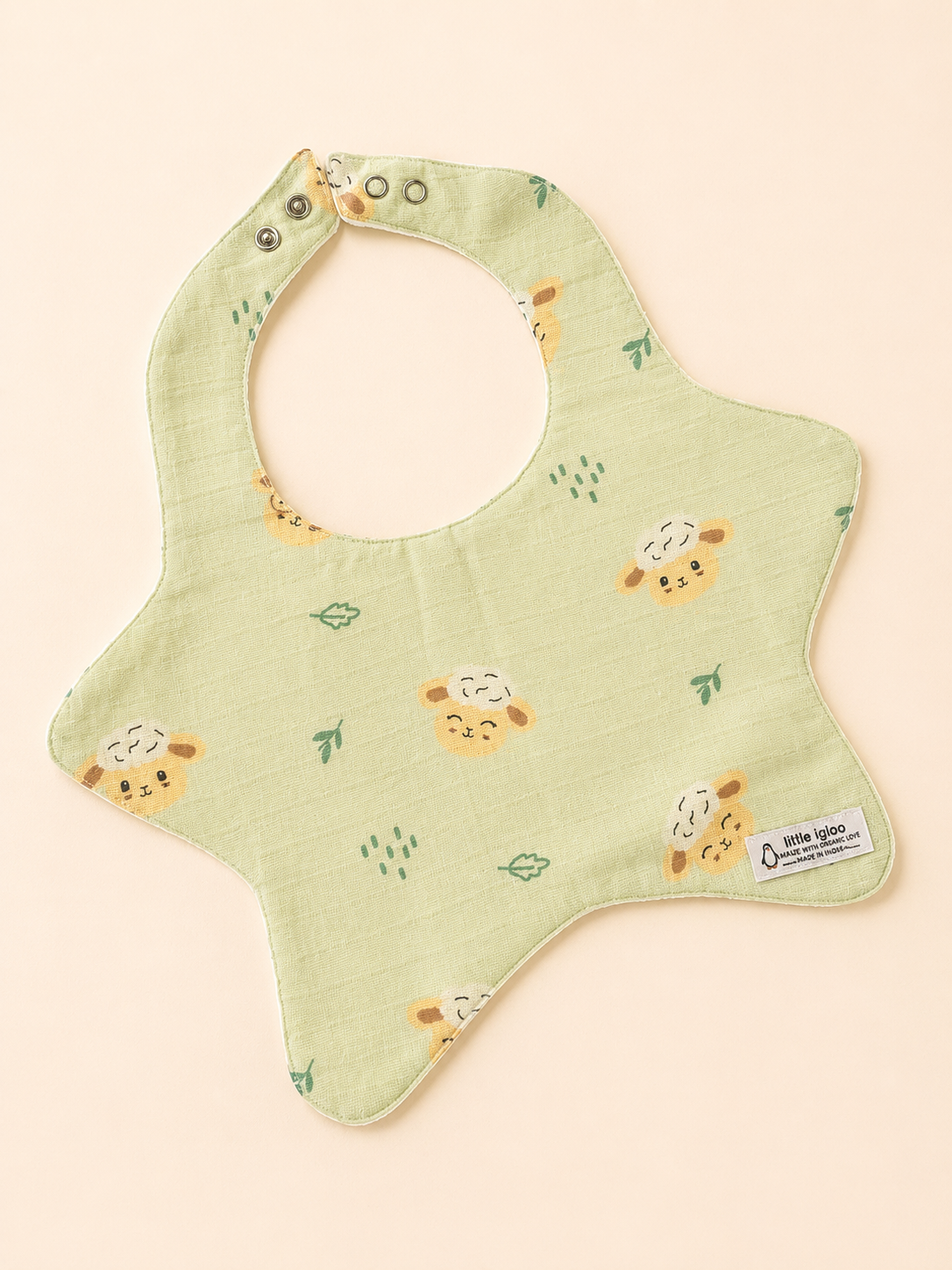 Little igloo 100% organic cotton Muslin Baby bibs |lamb-car | pack of 2