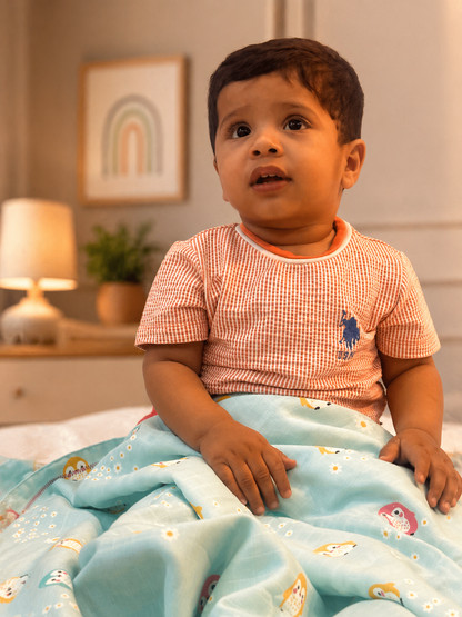 Little Penguin Mist Dohar | 100% premium Muslin cotton