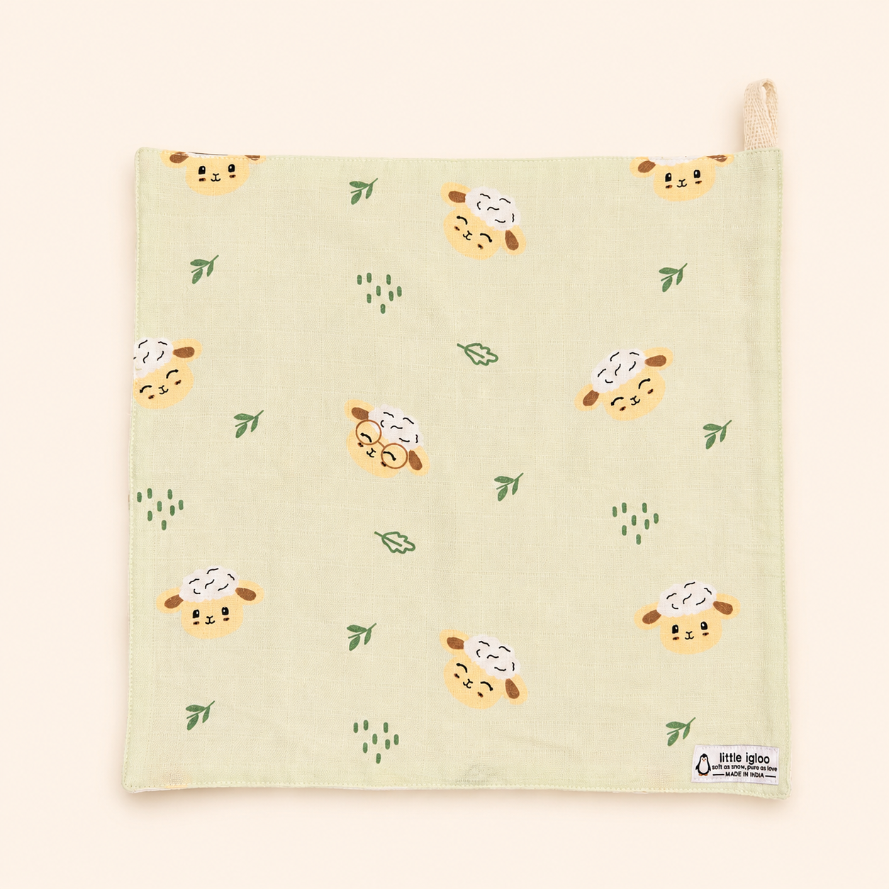 100% Organic Cotton Baby Wash cloth |super absorbent - pack of 2 |lamb on a car