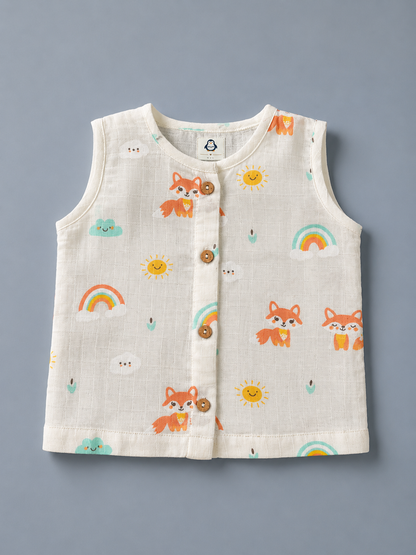Little Sunshine Fox Muslin set | single layer