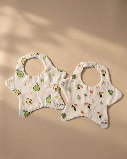 Little igloo 100% organic cotton Muslin Baby bibs | Avobird | pack of 2