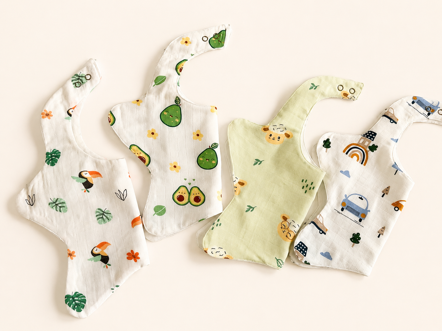 Little igloo 100% Premium organic cotton Muslin Baby bibs | pack of 4