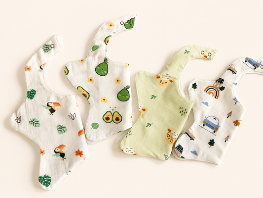 Little igloo 100% Premium organic cotton Muslin Baby bibs | pack of 4