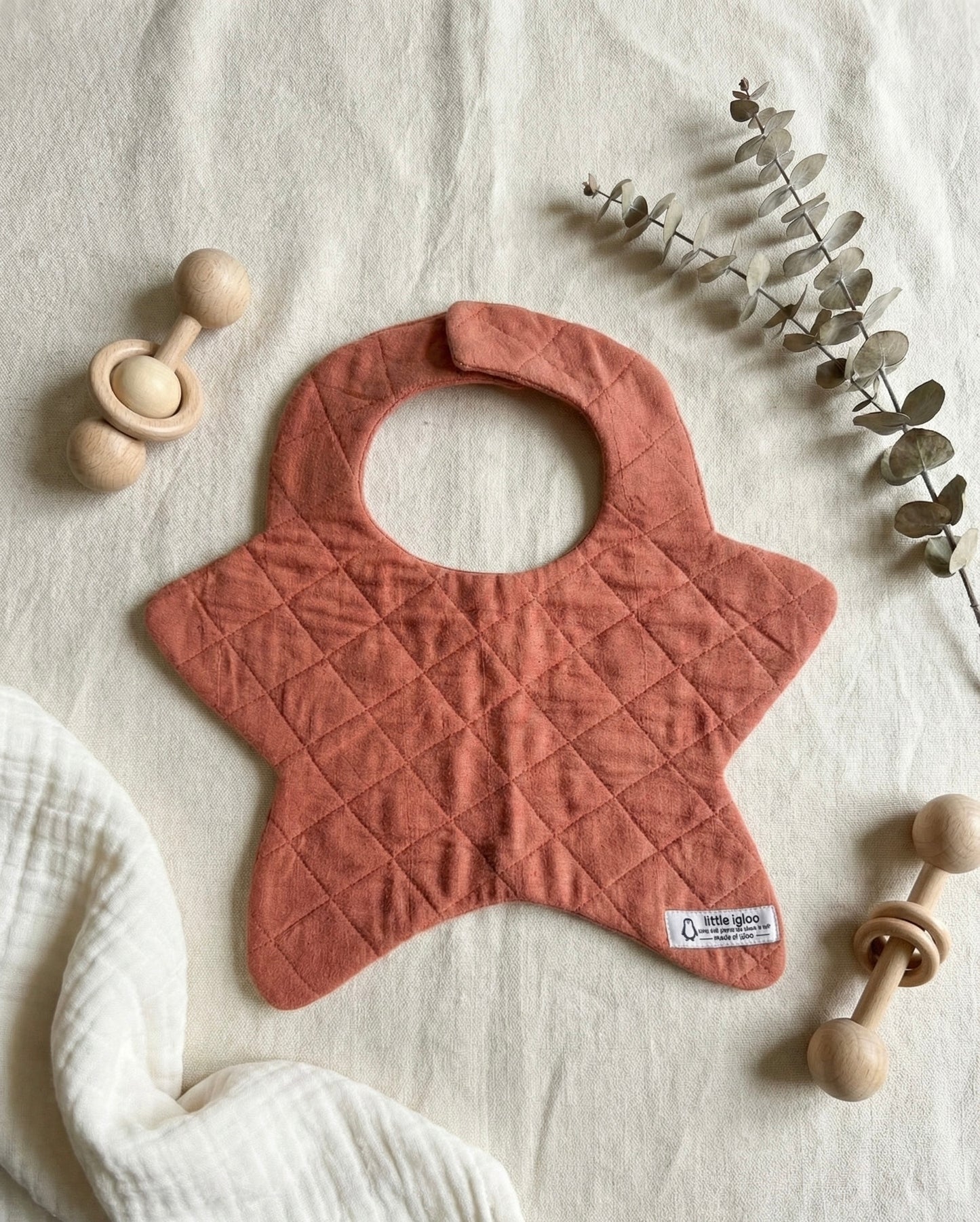 Naturally Dyed Khadi Star Baby Bib | pack of 3 | Turmeric-Madder-Indigo