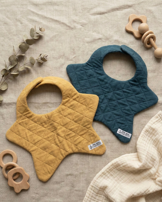 Naturally Dyed Khadi Star Baby Bib | Indigo-Madder