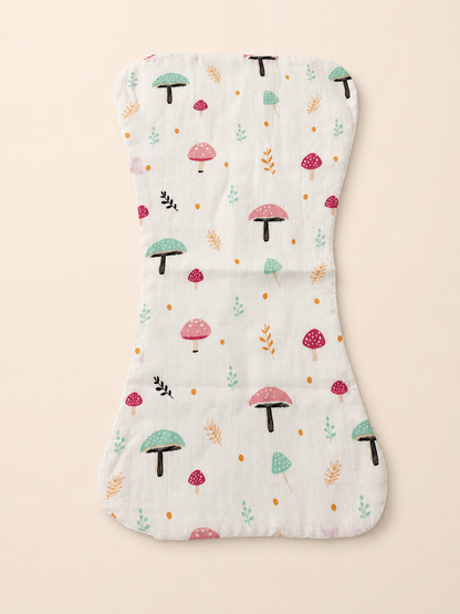 100% Organic Cotton Muslin Baby burp cloth | pack of 2 | Avocado-mushroom