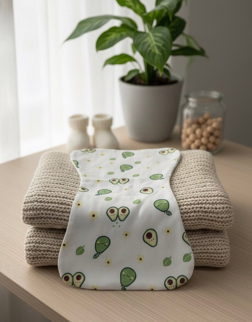 100% Organic Cotton Muslin Baby burp cloth | Avocado