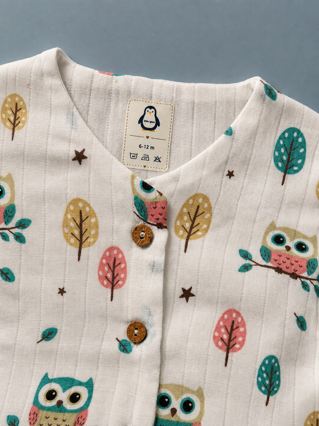 Owl woods Muslin Set| double layer
