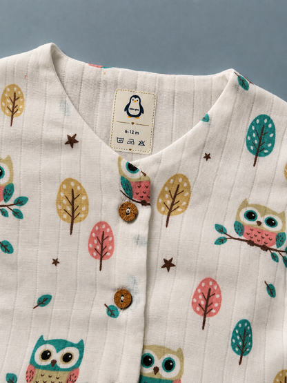 Owl woods Muslin Set| double layer