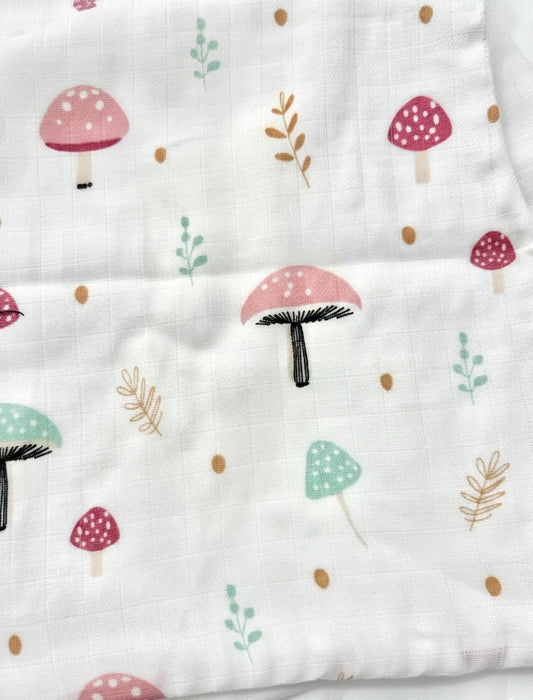 100% Organic Cotton Muslin Baby burp cloth | Mushroom