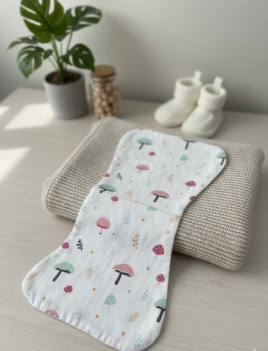 100% Organic Cotton Muslin Baby burp cloth | Mushroom