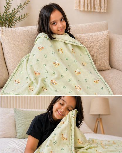 Little Lamb Pistachio Dohar | 100% premium Muslin cotton