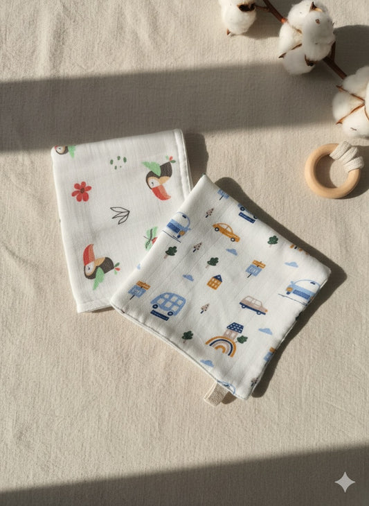 100% Organic Cotton Baby Wash cloth |super absorbent - pack of 2 |Birdcar