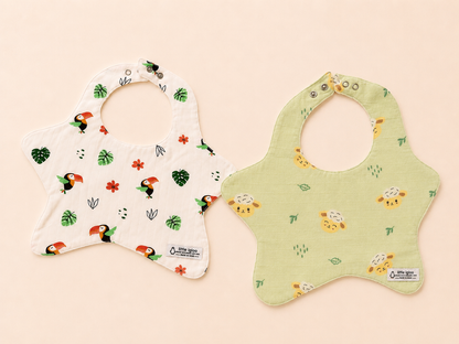 Little igloo 100% organic cotton Muslin Baby bibs |Bird-lamb | pack of 2