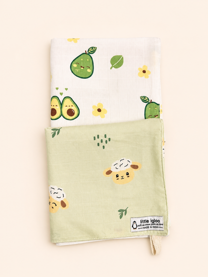 100% Organic Cotton Baby Wash cloth |super absorbent - pack of 2 |avocadolamb