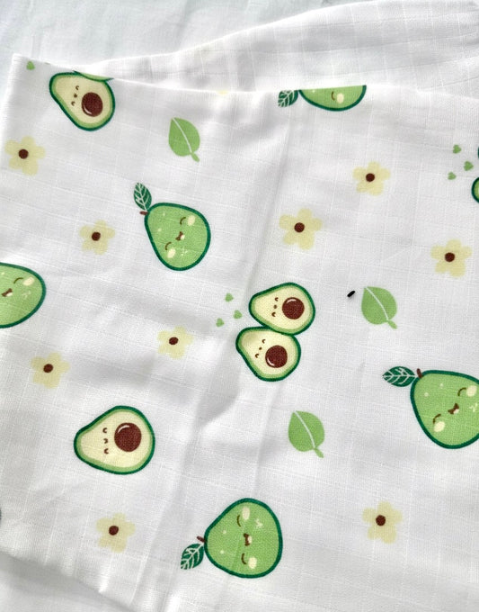 100% Organic Cotton Muslin Baby burp cloth | Avocado