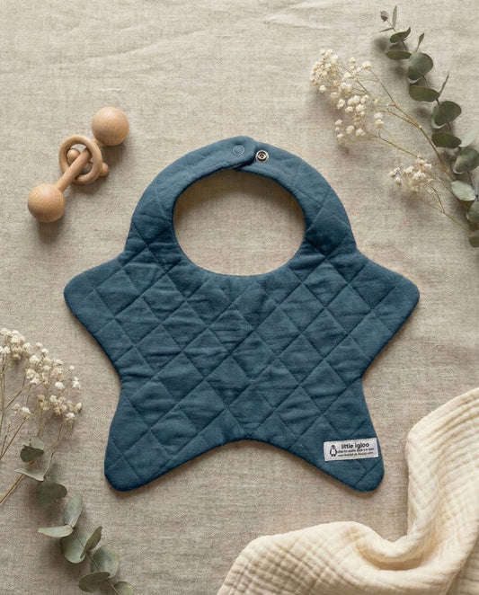 Naturally Dyed Khadi Star Baby Bib | Indigo-Madder