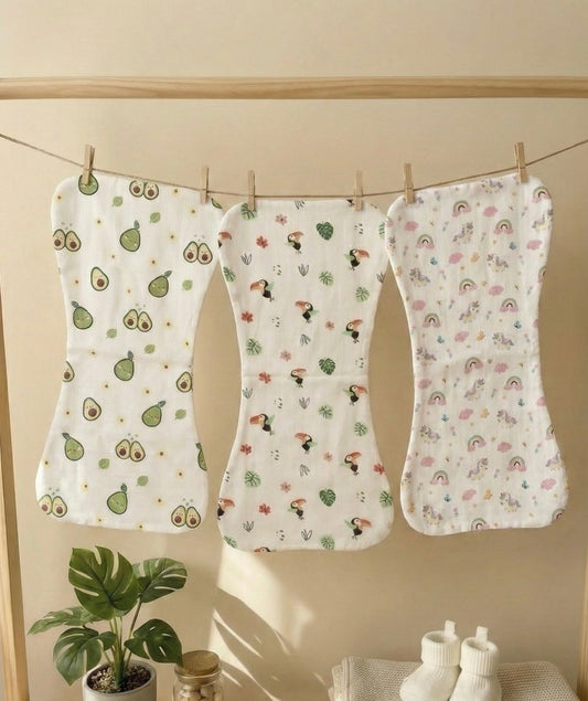 100% Organic Cotton Muslin Baby burp cloth | pack of 3