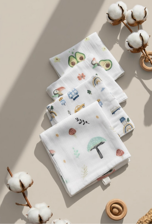 100% Organic Cotton Baby Wash cloth | super absorbent | pack of 4