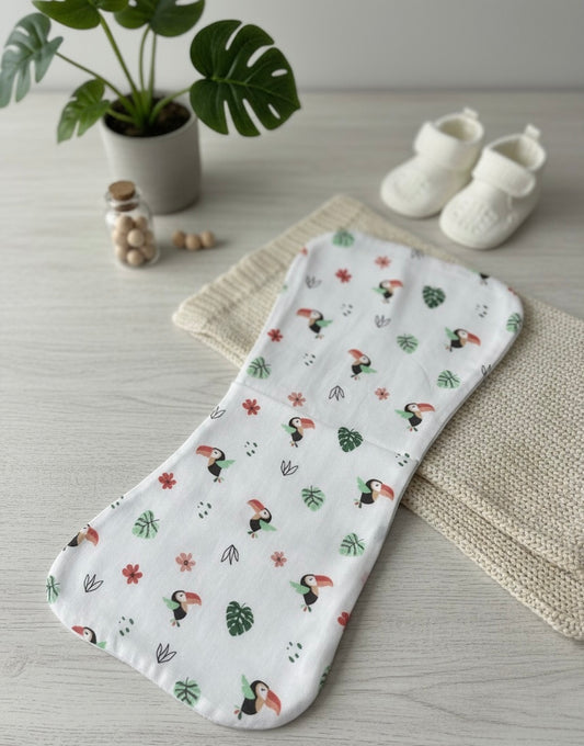100% Organic Cotton Muslin Baby burp cloth | Chirping Birds