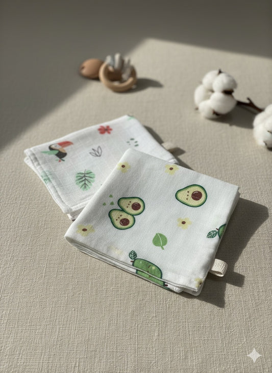 100% Organic Cotton Baby Wash cloth |super absorbent - pack of 2| Avobird