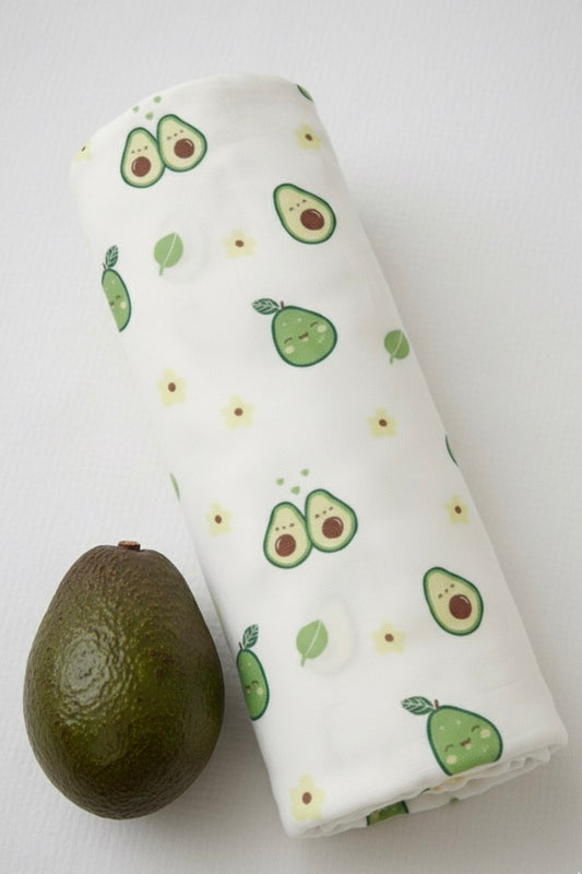 100% Organic Cotton Muslin Baby Swaddle | Avocado | 110x90cm