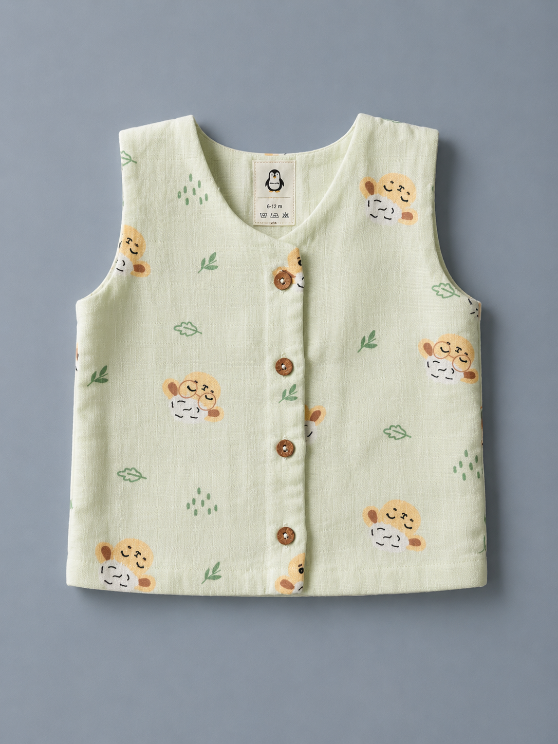 Little Lamb Pistachio Muslin set | double layer