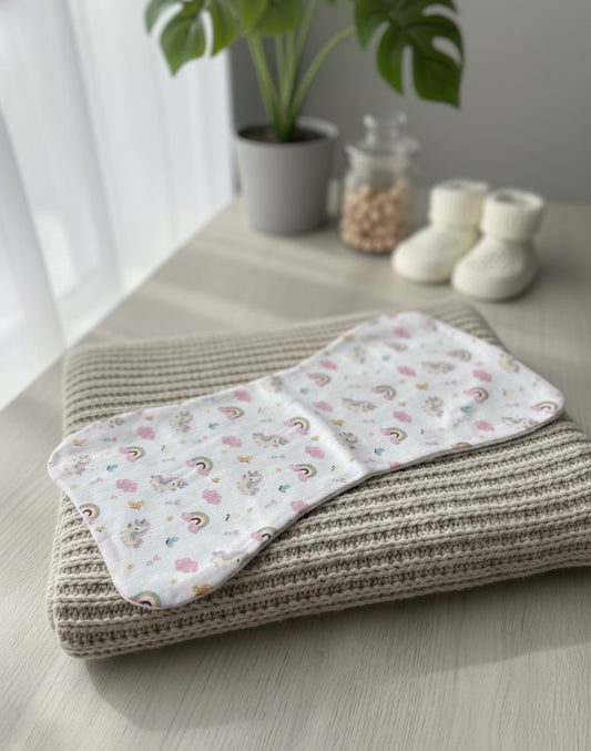 100% Organic Cotton Muslin Baby burp cloth | Unicorn