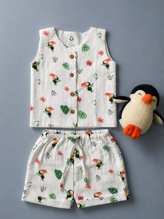 Tropical Toucan Muslin Set | double layer
