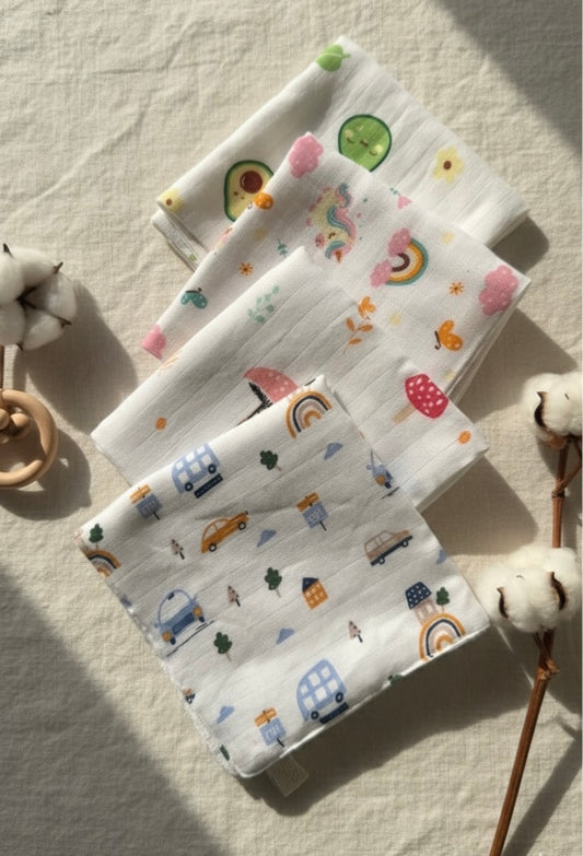 100% Organic Cotton Baby Wash cloth- super absorbent - pack of 4