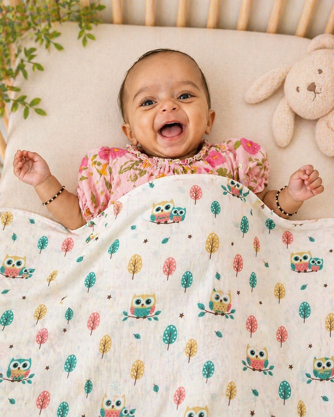 Little Owl Moonlight Dohar | 100% premium Muslin cotton