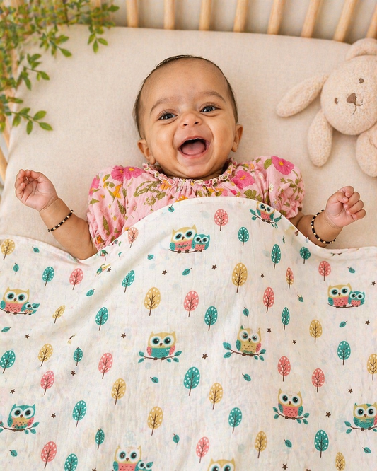 Little Owl Moonlight Dohar | 100% premium Muslin cotton
