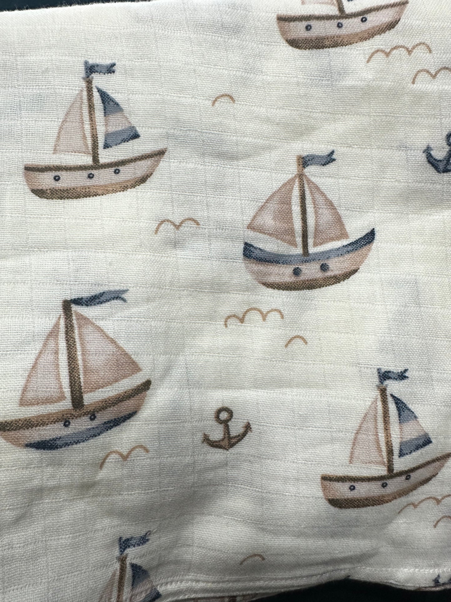 100% Organic Cotton Muslin Baby Swaddle | little sailor | 110x90cm