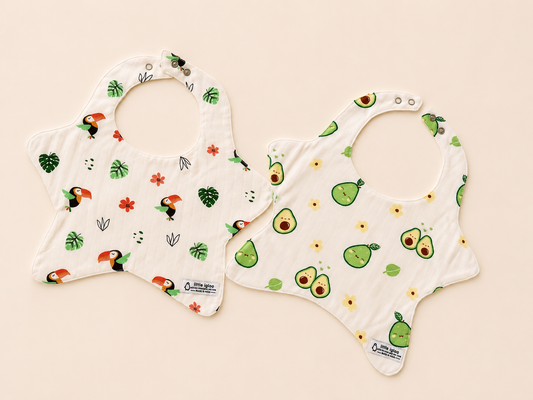 Little igloo 100% organic cotton Muslin Baby bibs | Avobird | pack of 2