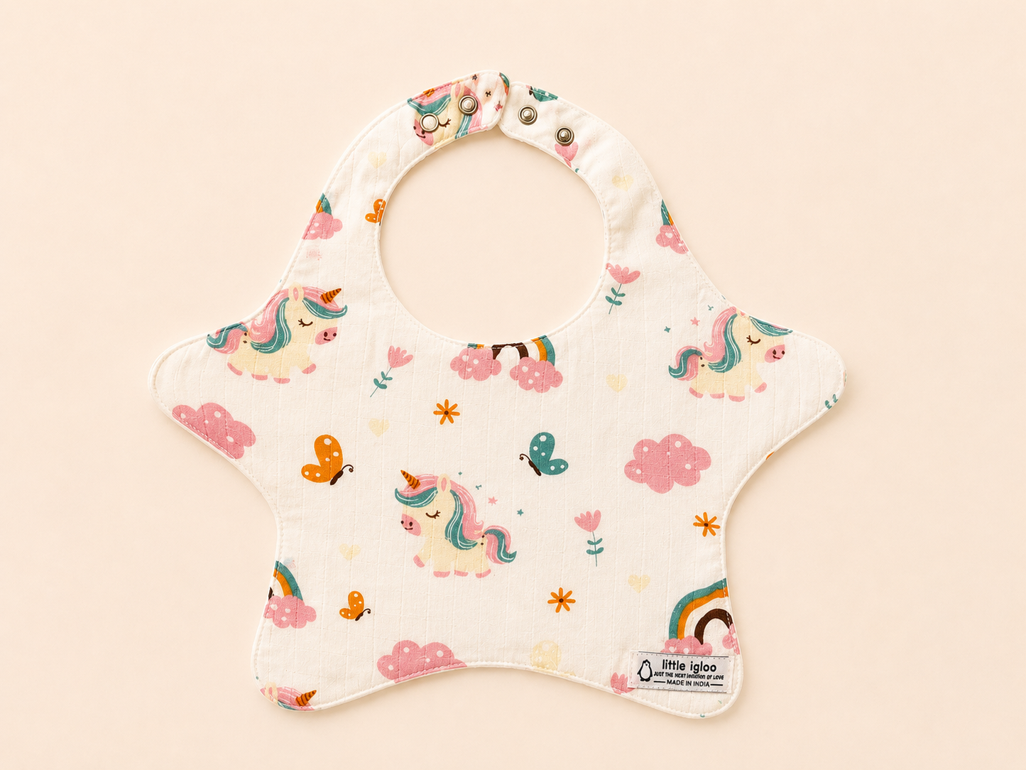 Little igloo 100% organic cotton Muslin Baby bibs |Unicorn- Bird | pack of 2