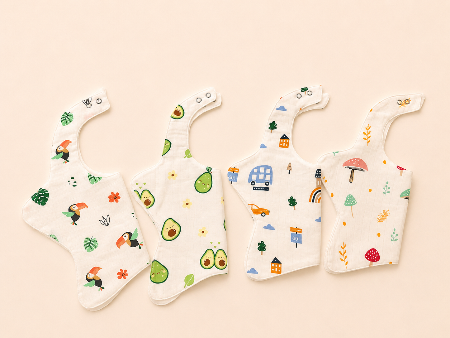 Little igloo 100% Premium organic cotton Muslin Baby bibs | pack of 4